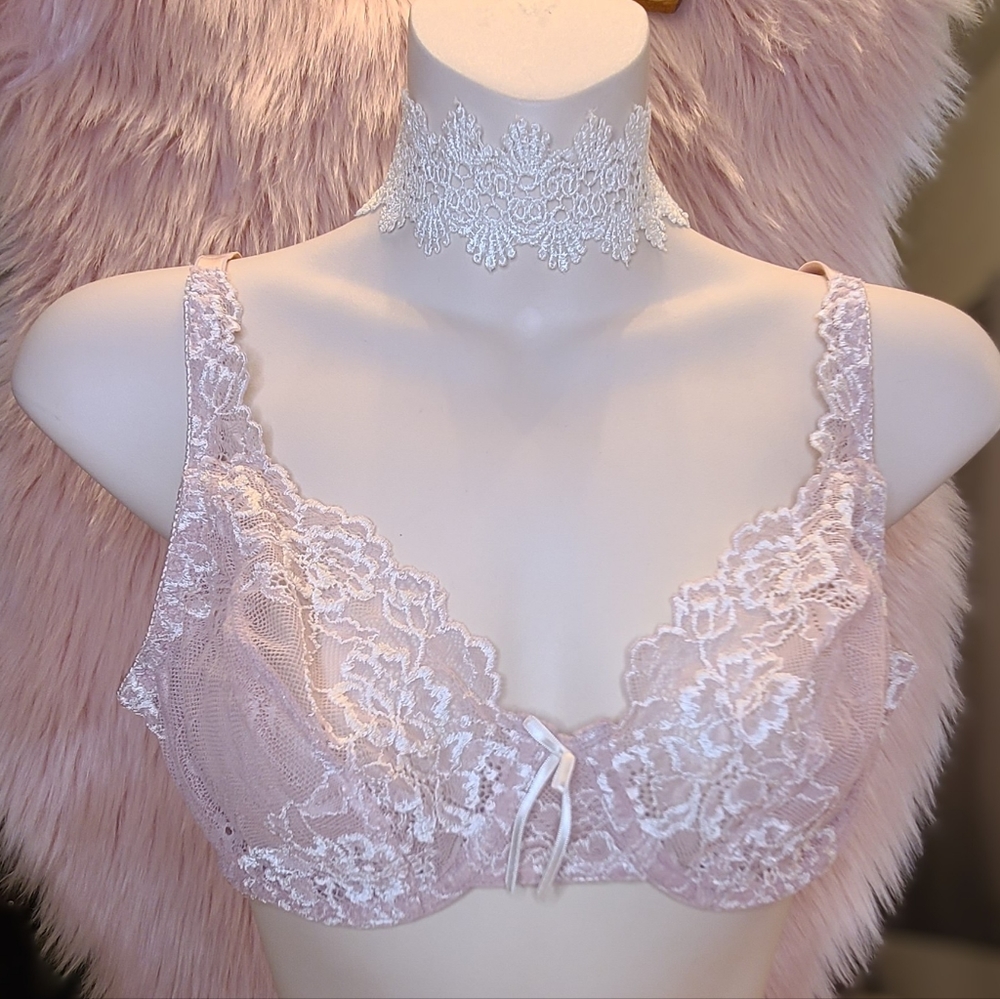 SEXY IMPRESSIONS Pink and white sexy  lace  bra 36c